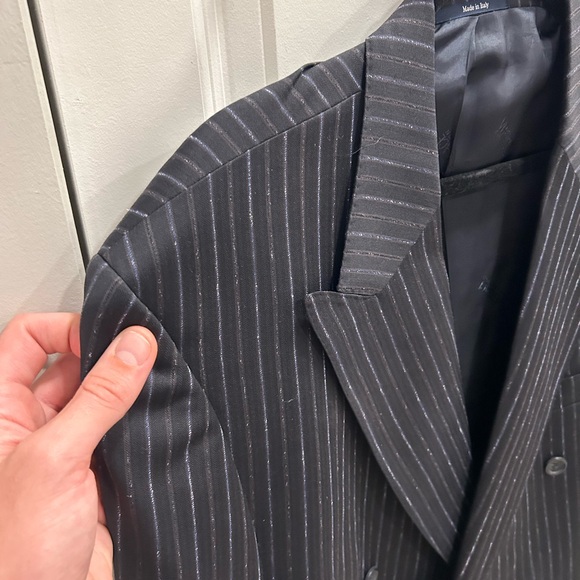 Versace Collection 2 Piece Pinstripe Double Breasted Suit Jacket Set 58 L / 48 L - Picture 4 of 13